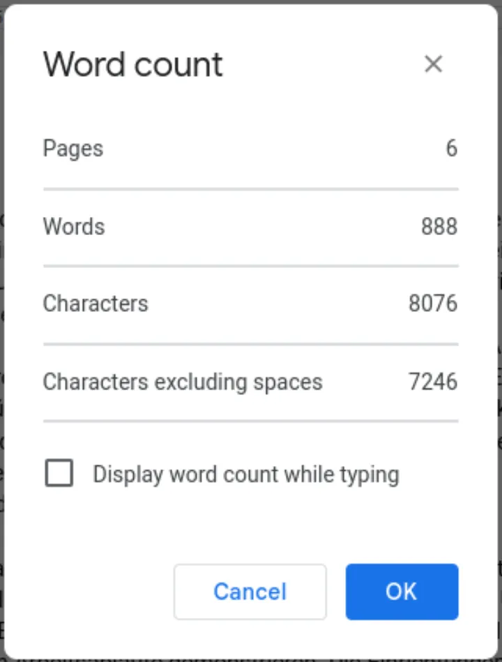 Google Drive word count english