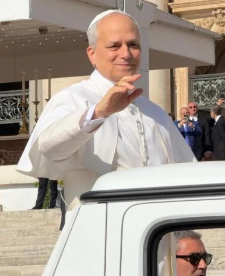 Pope Leo XIV in popemobile at inauguration
