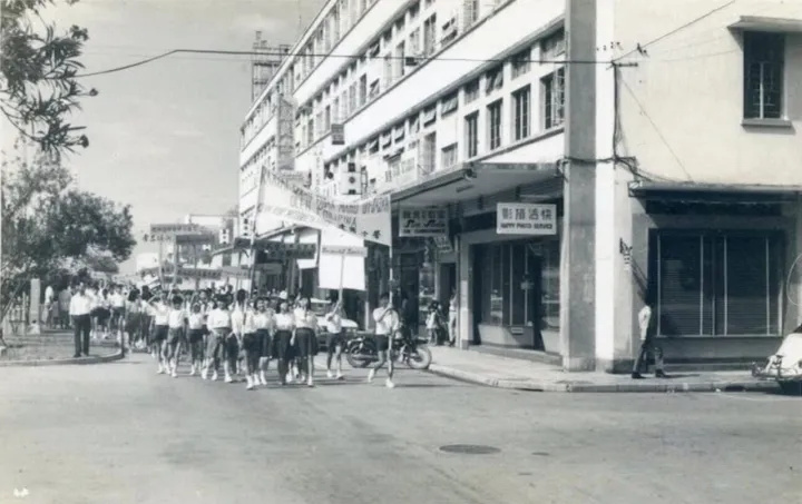 Kian Kok Middle School students during a protests against the Philippine claim in Sabah, 1968