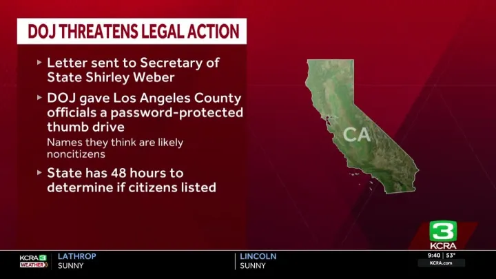 DOJ threatens California with legal action over claim of noncitizens on voter rolls