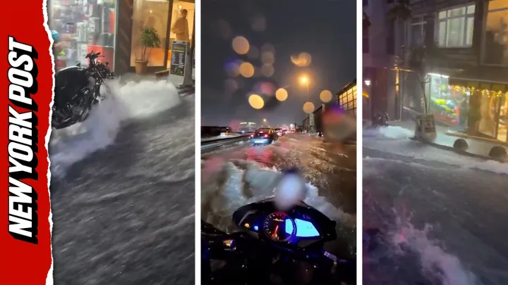 Cars left submerged by flash flooding in Istanbul