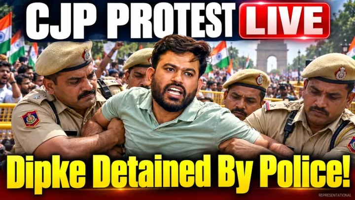 CJP PROTEST LIVE: Abhijeet Dipke Detained By Delhi Police! Big Chaos In CP At CJP Tiranga March