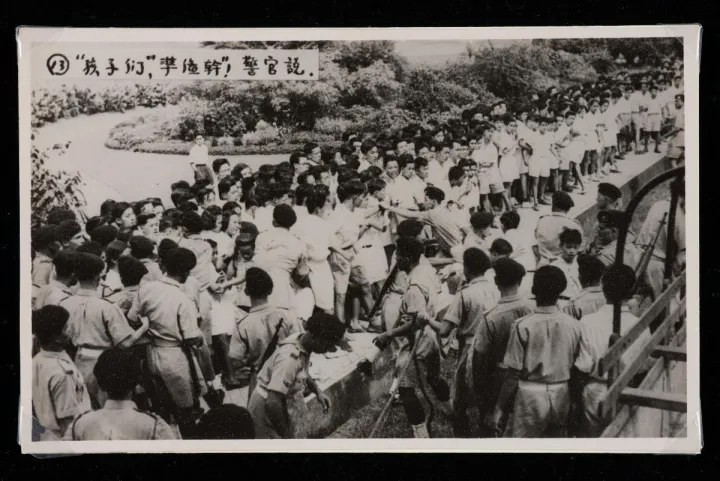 Students demonstrating during the National Service riots in Singapore, 1954