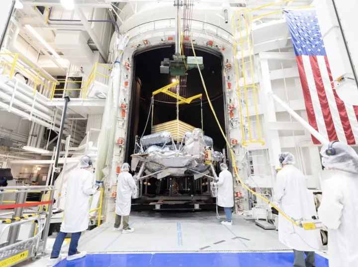 griffin 1 lunar lander within jpls 25 foot space simulator cropped, NASA Lunar Reconnaissance Orbiter