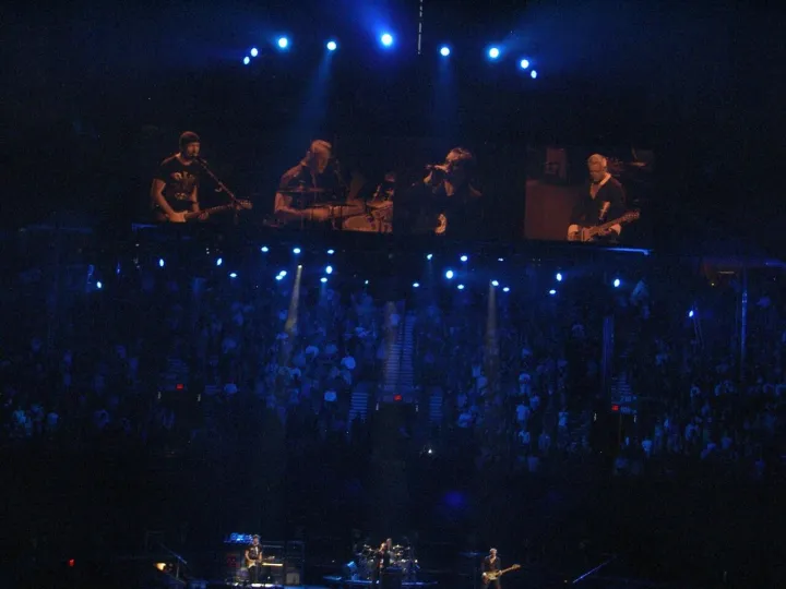U2 performing 'Pride (In the Name of Love)' at final Vertigo '05 Tour concert in Portland, Oregon