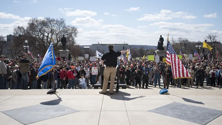 Speaker at rally against gun control at the Minnesota State Capitol