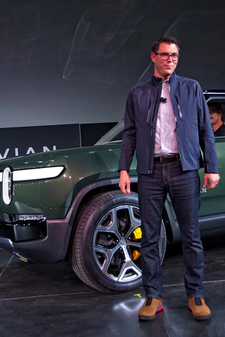 Rivian founder and CEO Robert "RJ" Scaringe at the debut of the Rivian R1S SUV at the 2018 Los Angeles Auto Show, November 27, 2018