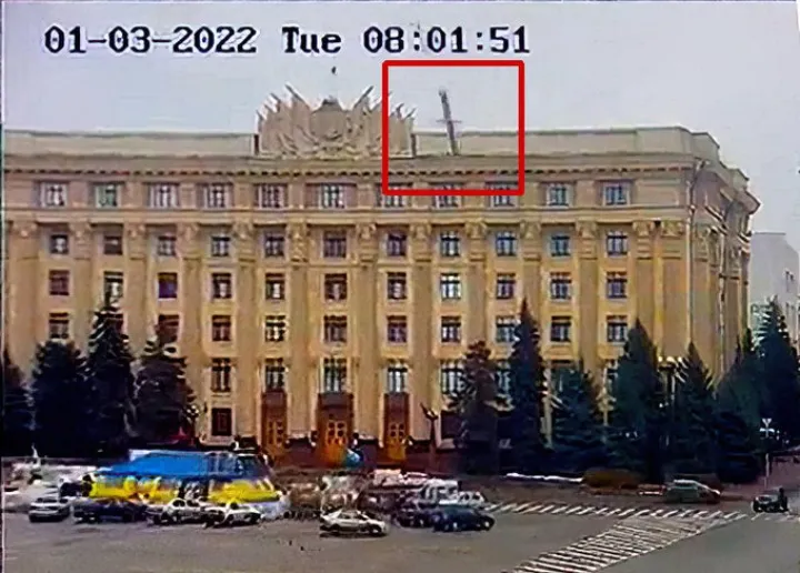 After a russian missile strike. Kyiv, Ukraine