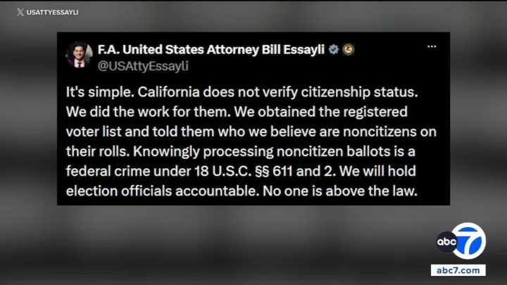 DOJ gives CA counties 48 hours to identify and set aside ballots of alleged noncitizen voters