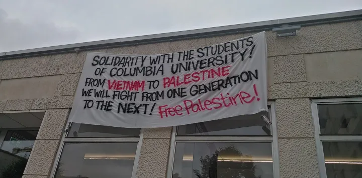 Pro-palestinian protest at politencico di torino in italy
