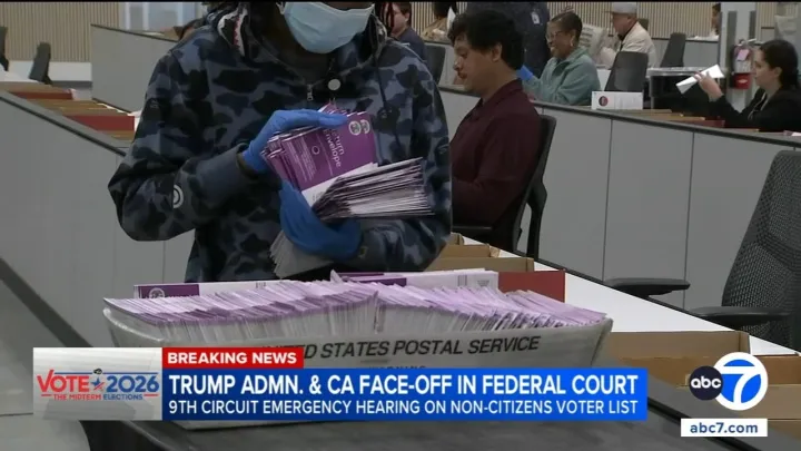 Federal appeals court hears arguments in Trump administration's voting lawsuit against California