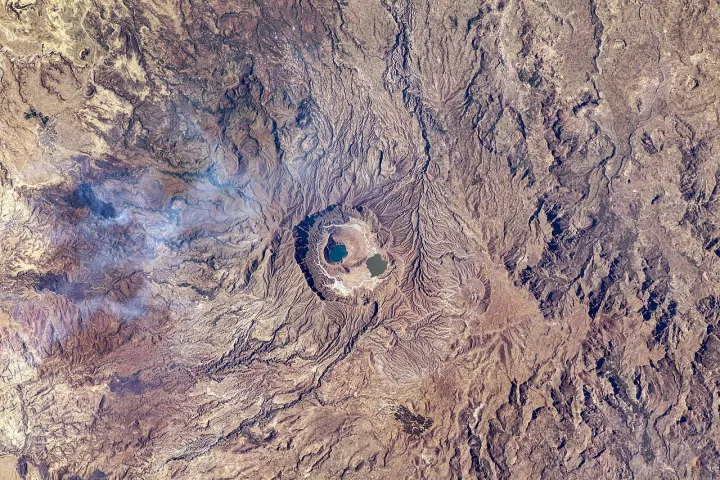 ISS-64 Deriba caldera in the Marrah Mountains in Darfur, Sudan