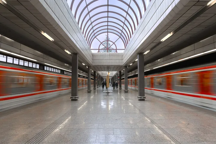 Trains leaving Hůrka station 2