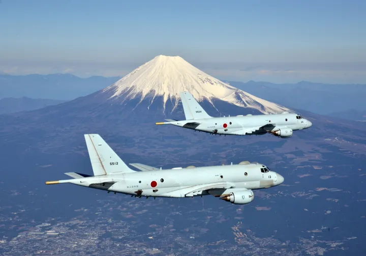 JMSDF P-1 Maritime Patrol Aircraft With Mt.FUJI