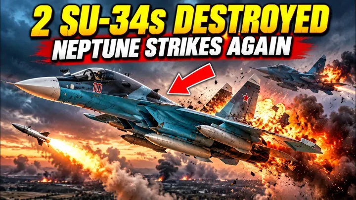 Ukraine Neptune Missile Strike DESTROYS 2 Russian Su-34 Bombers — Marinovka Airfield HIT