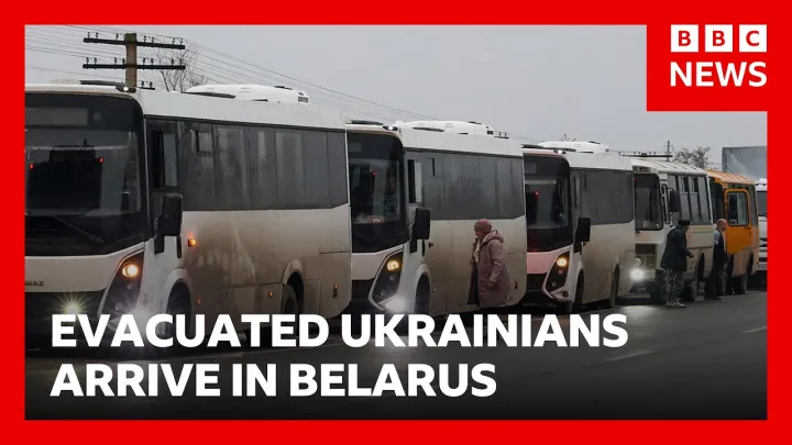 Evacuated Ukrainians from Russian-occupied Oleshky arrive in Belarus | BBC News